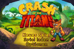 Crash of the Titans title screen for GameBoy Advance